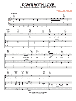 page one of Down With Love (Piano, Vocal & Guitar Chords (Right-Hand Melody))