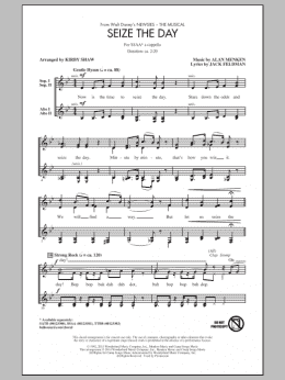 page one of Seize The Day (from Newsies The Musical) (arr. Kirby Shaw) (SSA Choir)
