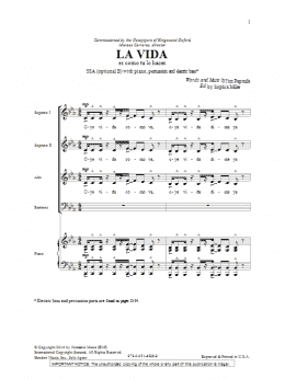 page one of La Vida (SATB Choir)