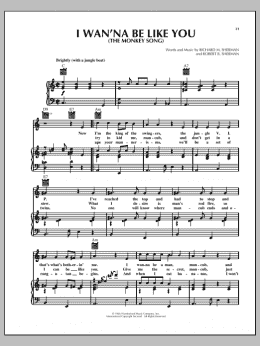 page one of I Wan'na Be Like You (The Monkey Song) (from The Jungle Book) (Piano, Vocal & Guitar Chords (Right-Hand Melody))