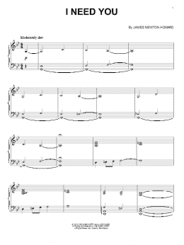 page one of I Need You (Piano Solo)