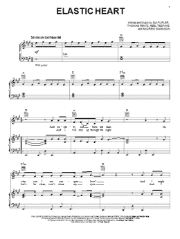page one of Elastic Heart (Piano, Vocal & Guitar Chords (Right-Hand Melody))