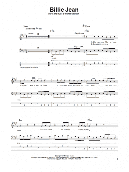 page one of Billie Jean (Bass Guitar Tab)