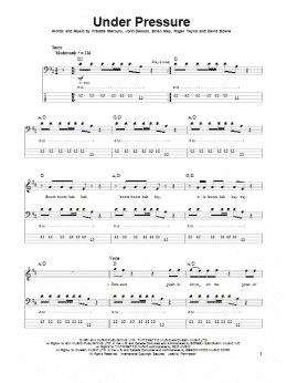 page one of Under Pressure (Bass Guitar Tab)