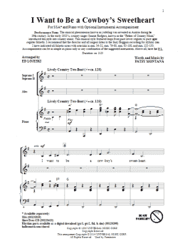 page one of I Want To Be A Cowboy's Sweetheart (SSA Choir)