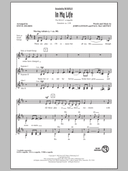 page one of In My Life (SSA Choir)