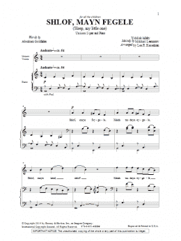 page one of Shlof, Mayn Fegele (Sleep, My Little One) (Unison Choir)