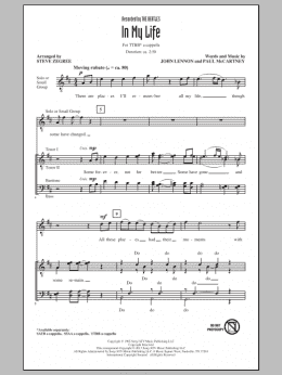 page one of In My Life (TTBB Choir)