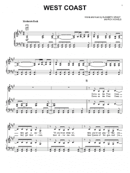 page one of West Coast (Piano, Vocal & Guitar Chords (Right-Hand Melody))