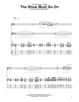 page one of The Show Must Go On (Guitar Tab)