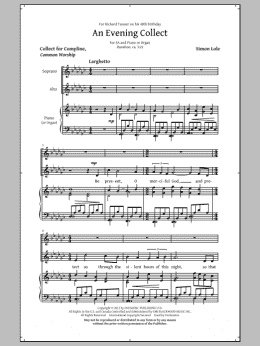 page one of An Evening Collect (2-Part Choir)