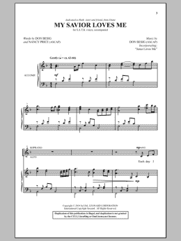 page one of My Savior Loves Me (SATB Choir)