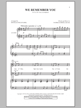 page one of We Remember You (SATB Choir)