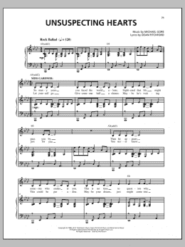 page one of Unsuspecting Hearts (from Carrie The Musical) (Piano & Vocal)