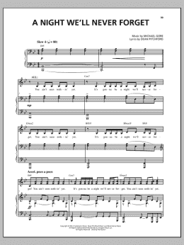 page one of A Night We'll Never Forget (from Carrie The Musical) (Piano & Vocal)