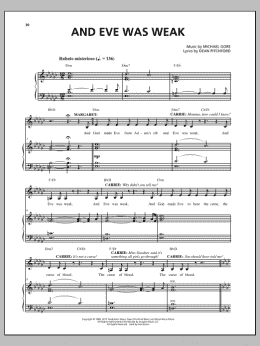 page one of And Eve Was Weak (from Carrie The Musical) (Piano & Vocal)