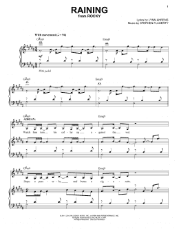 page one of Raining (from the musical Rocky) (Piano & Vocal)