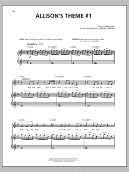 page one of Allison's Theme #1 (Piano & Vocal)