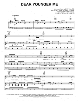 page one of Dear Younger Me (Piano, Vocal & Guitar Chords (Right-Hand Melody))
