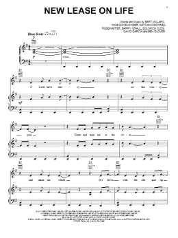 page one of New Lease On Life (Piano, Vocal & Guitar Chords (Right-Hand Melody))