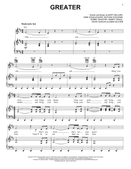 page one of Greater (Piano, Vocal & Guitar Chords (Right-Hand Melody))