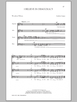 page one of I Believe In Democracy (SATB Choir)