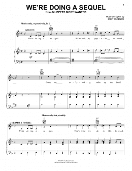 page one of We're Doing A Sequel (from Muppets Most Wanted) (Piano, Vocal & Guitar Chords (Right-Hand Melody))