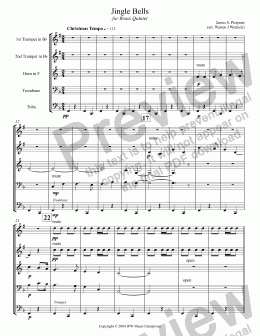 page one of Jingle Bells for Brass Quintet