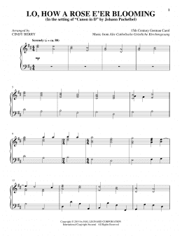 page one of Lo, How A Rose E'er Blooming (Piano Solo)