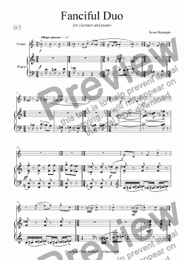 page one of "Fanciful Duo" for Trumpet and Piano