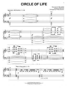 page one of Circle Of Life (from The Lion King) [Classical version] (arr. Phillip Keveren) (Piano Solo)