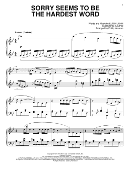 page one of Sorry Seems To Be The Hardest Word [Classical version] (arr. Phillip Keveren) (Piano Solo)
