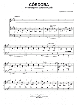 page one of Cordoba (Piano & Vocal)