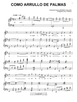 page one of Como Arrullo De Palmas (Piano & Vocal)