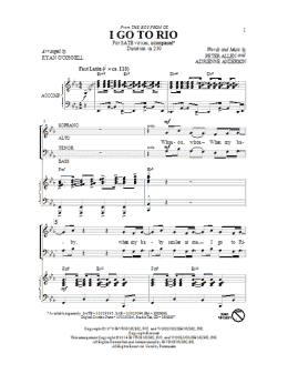 page one of I Go To Rio (from The Boy From Oz) (arr. Ryan O'Connell) (SATB Choir)