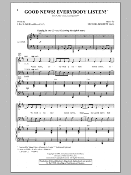 page one of Good News! Everybody Listen! (SATB Choir)