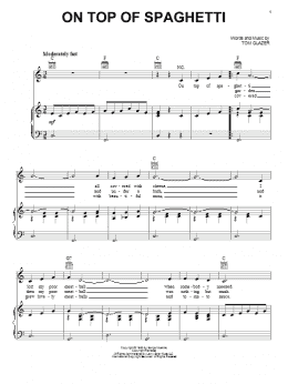 page one of On Top Of Spaghetti (Piano, Vocal & Guitar Chords (Right-Hand Melody))