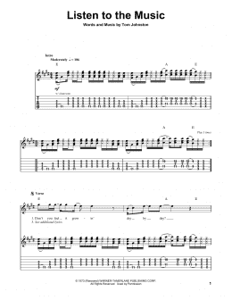 page one of Listen To The Music (Guitar Tab (Single Guitar))