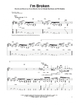 page one of I'm Broken (Guitar Tab (Single Guitar))