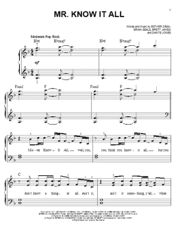page one of Mr. Know It All (Easy Piano)