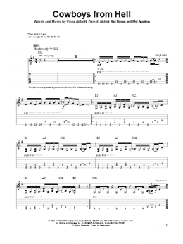 page one of Cowboys From Hell (Guitar Tab (Single Guitar))