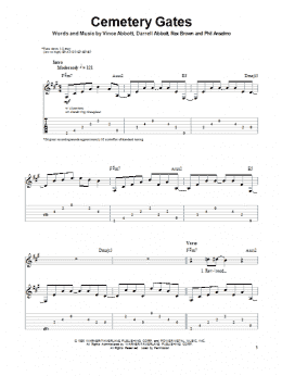 page one of Cemetery Gates (Guitar Tab (Single Guitar))