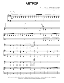 page one of ARTPOP (Piano, Vocal & Guitar Chords (Right-Hand Melody))