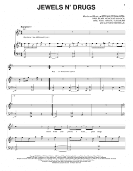 page one of Jewels N' Drugs (Piano, Vocal & Guitar Chords (Right-Hand Melody))