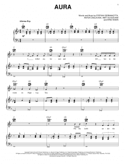 page one of Aura (Piano, Vocal & Guitar Chords (Right-Hand Melody))