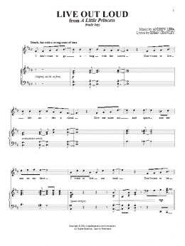 page one of Live Out Loud (Piano & Vocal)