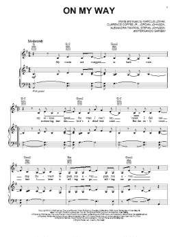 page one of On My Way (Piano, Vocal & Guitar Chords (Right-Hand Melody))