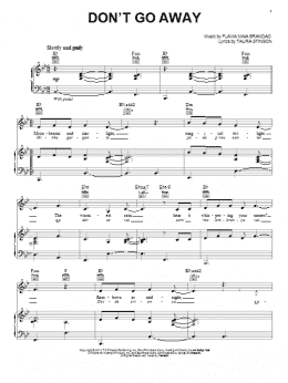 page one of Don't Go Away (from Rio 2) (Piano, Vocal & Guitar Chords (Right-Hand Melody))