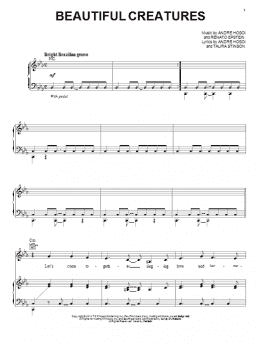 page one of Beautiful Creatures (from Rio 2) (Piano, Vocal & Guitar Chords (Right-Hand Melody))