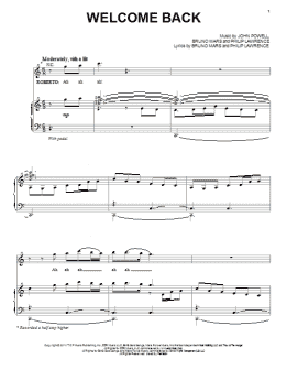 page one of Welcome Back (Piano, Vocal & Guitar Chords (Right-Hand Melody))